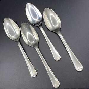 Vintage SHEFFIELD Silver Plated Grapefruit Spoons Serrated Edges Set of 4